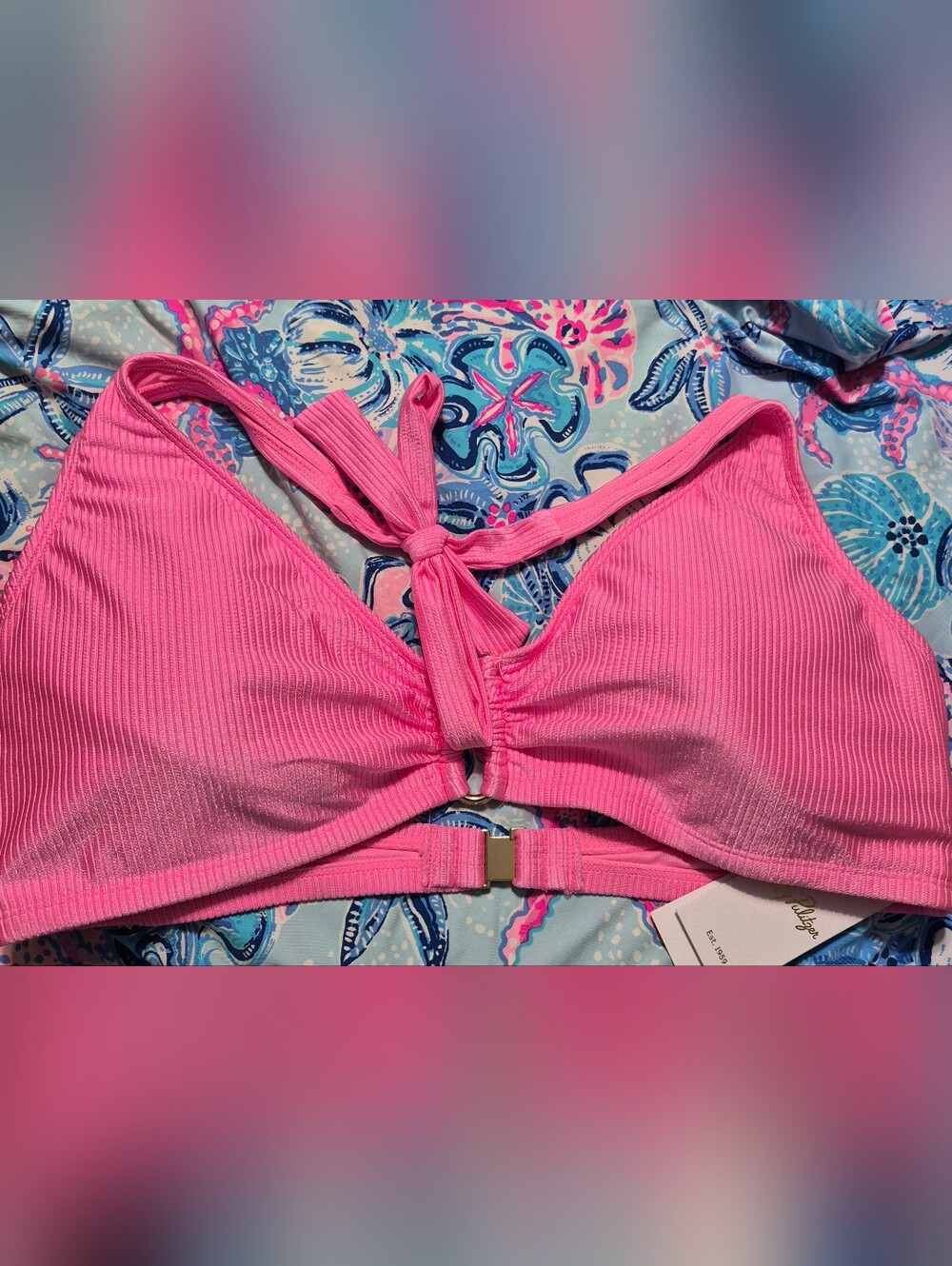 Lilly Pulitzer Louie Bikini Top Rousseau Pink Size 16
